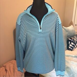 Bobby Jones Blue Striped Zip Up Sweater
